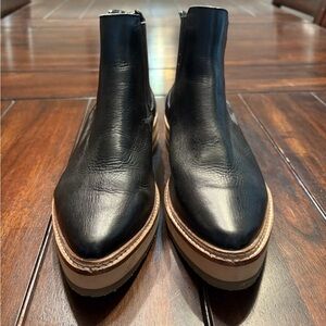 Roolee Prince Boot Platform Ankle Chelsea Pointed Crepe Black Leather Size 8.5